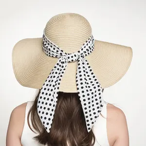 Natural Custom Floppy Boho Chic Women Wide Extra Large Brim Sunshade Summer Straw Chapeaux De Paille Hat Sombreros De Playa