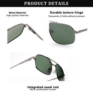 Sunray Wholesale TAC Green Smoke Brown Lens Metal Double Bridge Lightweight Unisex UV400 Round Polarized Sunglasses - Product Image 5