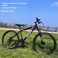 Vélo de montagne tout-terrain de 26 pouces pour étudiants, hommes, femmes, adultes, 27 vitesses, suspension avant, frein à disque double, acier à haute teneur en carbone