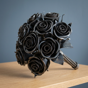 Chaman India Modern <b>Small</b> Powder Coated Wrought Iron Roses & Flowers Desktop Planter - Product Image 2