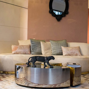 Juego de mesa de centro para sala de estar moderna MR, mesa de centro de 3 piezas de acero inoxidable de alta gama con forma única - Product Image 2