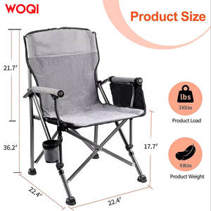 Chaises pliantes de camping Woqi, lot de 2, structure en aluminium, tissu Oxford gris spatial, avec porte-gobelet et poche latérale - Product Image 5