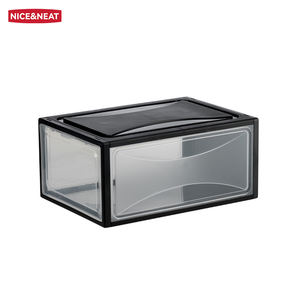 Fashion Acrylic Plastic Magnetic Side Open Stackable Folding Clear Display Shoe Storage Box For Organizer Sneaker