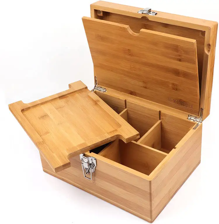 Wholesale Grinder Pipe Container Accessories Rolling Tray Wooden Storage Organize Smoking Stash Box With