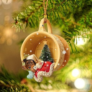 YUYANG Christmas Tree Decoration Dachshund Hanging Ornament <b>Acrylic</b> Car Rearview <b>Mirror</b> Decorative Pendant Christmas Ornaments - Product Image 4