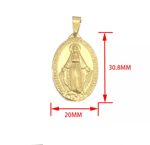 Ciondolo classico di alta qualità di forma ovale in <span class=keywords><strong>acciaio</strong></span> inossidabile vergine nostra signora di guadalupe - Product Image 2