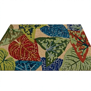 Tapis antidérapant doux et soyeux tapis synthétique lisse pour chambre à coucher feuilles colorées maison paillasson au prix de gros - Product Image 1