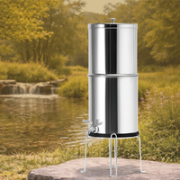 Purificateur d'eau à gravité SUS304 pour le camping en plein air et la maison avec 4 filtres en céramique lavables, élimine 99,99 % des germes