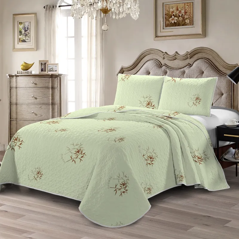 European style Quilted Bedspreads Decorative ultrasonic polyester bed sheet set
