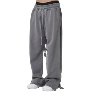 Fournisseur de vêtements de rue, ensembles de survêtements en molleton délavé à l'acide, sweats à capuche zippés, ensembles de survêtements, molleton délavé à l'acide, patchs déchirés, pantalons de survêtement évasés, joggers - Product Image 3