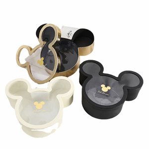 Free sample factory price mickey mouse shaped flower box surprise gift packaging box with clear lid