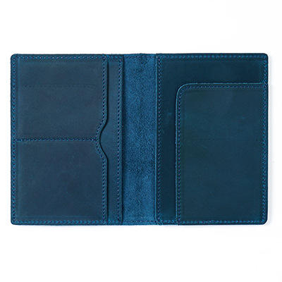 crazy horse Genuine Leather passport Holder blue