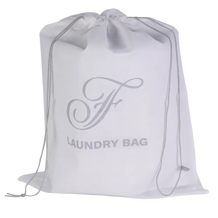 Logotipo personalizado eco-amigável impresso calico não tecido presente natal pequena bolsa sacola cordão