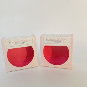 Boîte en papier rose personnalisée avec logo pour cosmétiques, houppette à poudre, avec fenêtre transparente et impression intérieure - Product Image 3