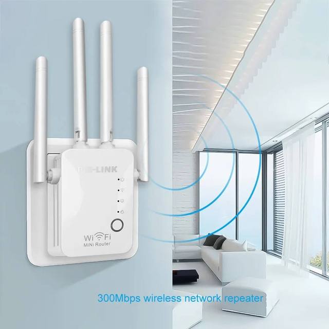 300Mbps Wired USB WiFi Range Extender with 4 External Antennas and WPS Support Home 2.4G Signal Booster Repeater