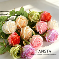 Bouquet de roses artificielles vintage à bords brûlés, centre de table décoratif, fausses fleurs pour mariage, maison, arrangement de table à manger
