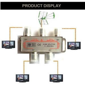 <span class=keywords><strong>Répartiteur</strong></span> d'<span class=keywords><strong>antenne</strong></span> TV, <span class=keywords><strong>répartiteur</strong></span> de câble coaxial 4 voies avec passage de puissance, 1 entrée 4 sorties - Product Image 3
