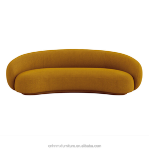 Set <span class=keywords><strong>Sofa</strong></span> Seksional Hotel Desain Modern Bentuk Setengah Lingkaran dengan Kain Beludru dan Kaki Kayu untuk Ruang Tamu - Product Image 5