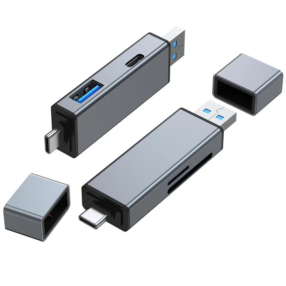 Aluminum case USB3.0 Multifunctional Card Reader 4 in 1 for SD TF Charging USB3.0 Card Reader