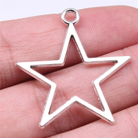 Breloque étoile creuse à cinq branches 36x33mm en alliage de zinc argent antique pour la fabrication d'ornements de sapin de Noël