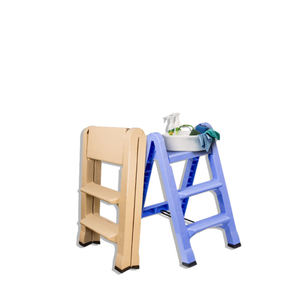 Practical Traditional Plastic Folding 3 Step <b>Stool</b> Heavy Duty with Non Slip Pedal and Sturdy Frame for Kitchen Garage RV Travel - Product Image 1