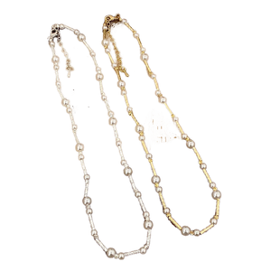Conjunto de Collar Largo de Latón Chapado en Oro con Circonitas y Perlas de Imitación, Estilo Étnico, para Mujer, para Fiestas - Product Image 1