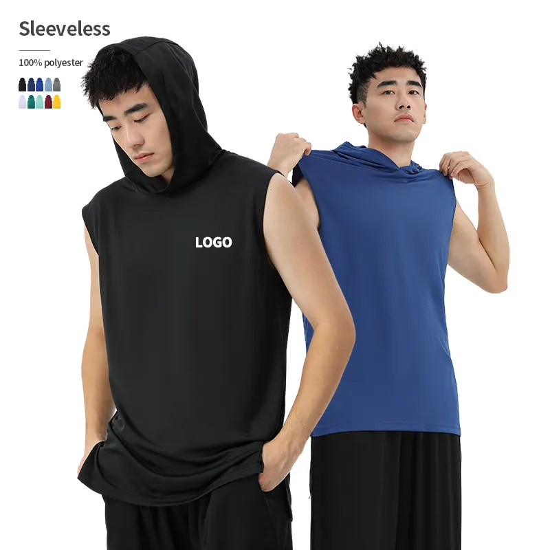 Quick drying sweat absorption gym fitness joggers basketball training wear sleeveless men's hoodies & sweatshirts