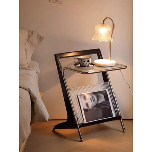 Nordic Style Solid Wood <b>Coffee</b> <b>Table</b> Glass Top Stainless Steel Frame Minimalist Living Room Side <b>Table</b> Multifunctional Design - Product Image 3