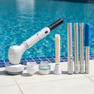 Nuevo Cepillo Eléctrico Giratorio Inalámbrico para Piscinas con Múltiples Cabezales de Cepillado y Mango Ajustable para Paredes de Piscinas - Product Image 2