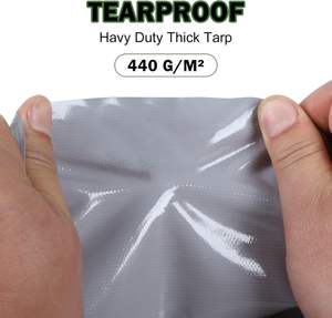 Bâche de camion imperméable 400 g/m² avec œillets 3 x 3 m, tissu de bâche de <span class=keywords><strong>protection</strong></span> en PVC épais pour meubles de jardin, <span class=keywords><strong>bois</strong></span>, trampoline - Product Image 5