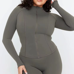 Custom High Elasticity Oversized Slim Fit <b>Yoga</b> Tops Sweat-Wicking Compression Zipper Gym Fitness <b>Yoga</b> <b>Jacket</b> for Women - Product Image 1