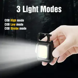Small Mini Usb Rechargeable Keychain Led Working Light Cob Portable Pocket Magnetic Flashlights For Outdoor Hiking Camping