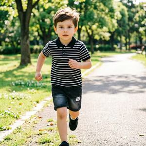 Vêtements pour bébé garçon avec chemises polo rayées en coton à manches courtes et ensemble de pantalon court pour enfants âgés de 2 à 8 ans - Product Image 3