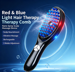 Pettine Massaggiante Multifunzionale con Spray Nano, Terapia Luce Rossa e Blu, Massaggiatore Elettrico Antistatico per la Cura della Crescita dei Capelli - Product Image 1