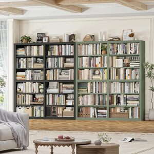 Étagères ouvertes modernes noires, étagères de rangement en bois naturel, 6 étages, 12 étagères de présentation, salon, bureau familial, bibliothèque - Product Image 6