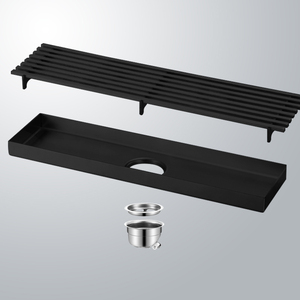 Kênh tầng bẫy tuyến tính vòi hoa sen Phễu cống SUS304 phòng tắm vòi hoa sen vuông đen cống sàn - Product Image 3