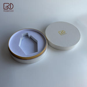 ROGOOD Boîte Cadeau Ronde Ciel et Terre pour Parfum et Cosmétiques, Papier Gaufré Blanc, Bord Doré, <span class=keywords><strong>Insert</strong></span> EVA P2132 - Product Image 5