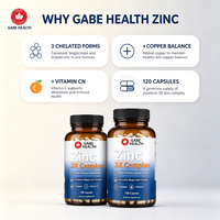 Complément de zinc en gros 3X chélaté complexe Carnosine Bisglycinate Orotate avec Cuivre Vitamine C 120 gélules pour antioxydant