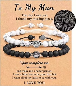 I Love You-Pulseras con cuentas <span class=keywords><strong>de</strong></span> piedra <span class=keywords><strong>para</strong></span> hombre y mujer, conjunto <span class=keywords><strong>de</strong></span> pulseras con proyección blanca esmerilada negra <span class=keywords><strong>para</strong></span> parejas, regalos <span class=keywords><strong>para</strong></span> hombre y mujer, 100 idiomas - Product Image 4