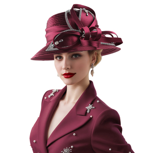 Deluxe Độc Đáo Nữ Satin Vải Giáo Hội Hat Cho Người Lớn Cho Ngoài Trời Bãi Biển Đám Cưới Nhiếp Ảnh Ưa Thích Trang Phục Chính Thức Hoa Fascinator Top - Product Image 2