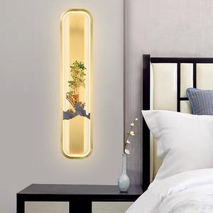 Applique murale LED de style chinois tout en cuivre pour salon, fond de télévision, simple, créative, bande longue, trois couleurs, décorative, pour canapé - Product Image 2