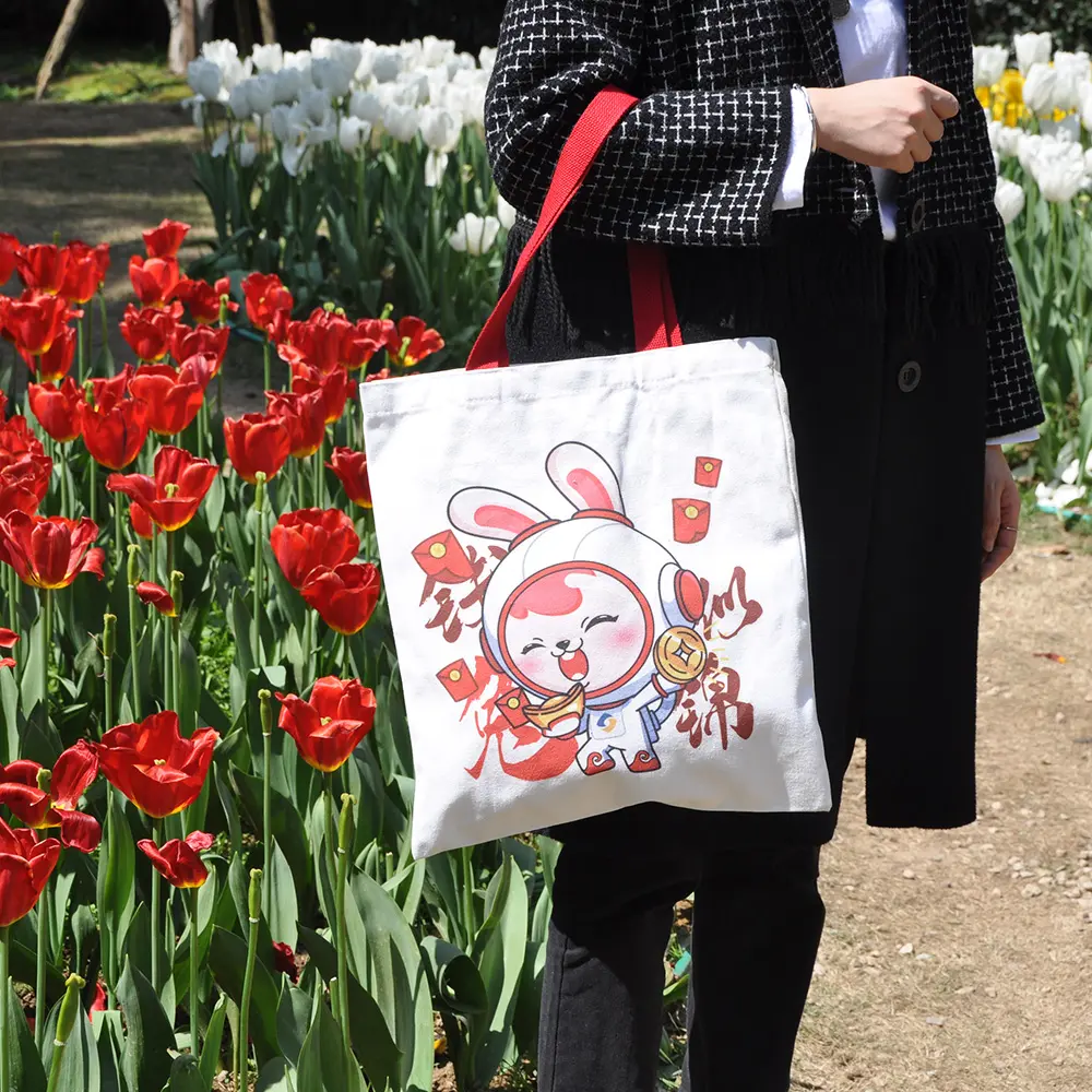 Sac à provisions cabas en toile coton personnalisé de qualité supérieure Sacs cabas Calico avec logo imprimé