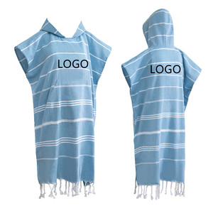 Venta al por mayor de <span class=keywords><strong>Bata</strong></span> de <span class=keywords><strong>playa</strong></span> con capucha y logotipo personalizado 100% algodón poncho de surf turco toalla <span class=keywords><strong>para</strong></span> adultos y niños patrón de rayas <span class=keywords><strong>para</strong></span> nadar - Product Image 3