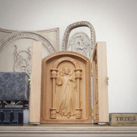 Ensemble de trois ornements modernes en bois de hêtre sur le thème de la Sainte Famille de Joseph avec croix, pour la Messe du dimanche et la décoration intérieure, format corde