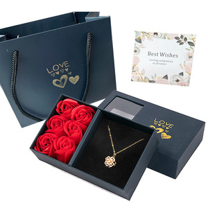 Factory Wholesale 6 Red Roses Luxury Jewelry Gift <strong>Box</strong> Eternal <strong>Flower</strong> Jewelry <strong>Box</strong> for Valentines Day - Product Image 4