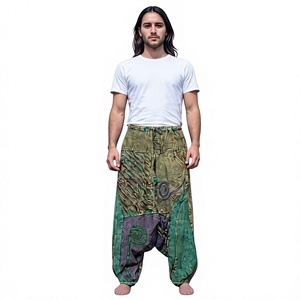 Nouveau pantalon Aladdin en coton style bohème pour femme, coupe ample, respirant, écologique, tissu vintage, taille haute, idéal pour le yoga et les loisirs en hiver - Product Image 1