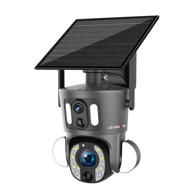 LS VISION Aurora Series 4mp 2K Dual Lens Ubox App Dual PIR AI Humanoid Detection 4G Security Solar Powered Camera