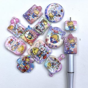 Chaîne de téléphone portable en acrylique imprimé double face avec perles, accessoires de bricolage pour sac à main, motif fille arc-en-ciel - Product Image 1