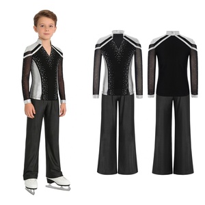 Ensemble de patinage artistique pour garçons de 6 à 16 ans : haut métallisé et pantalon droit pour compétitions et entraînements, idéal pour la danse lyrique - Product Image 5