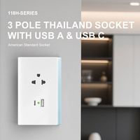 Nuevo enchufe de interruptor de pared ultrafino Tailandia enchufe de 3 pines con carga Usb tipo A tipo C puertos USB receptáculo para Venezuela